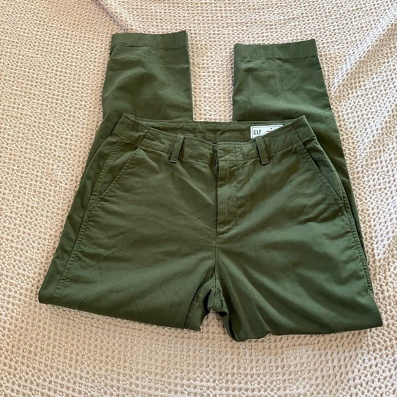GAP Downtown Khaki Pants Olive Green Size 4 | Slim Ankle Stretch Cotton Chinos - Picture 3 of 6